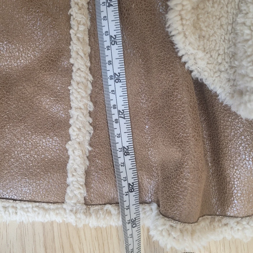 Ryu Anthropologie Faux Suede Sherpa Ruffled Vest size Small